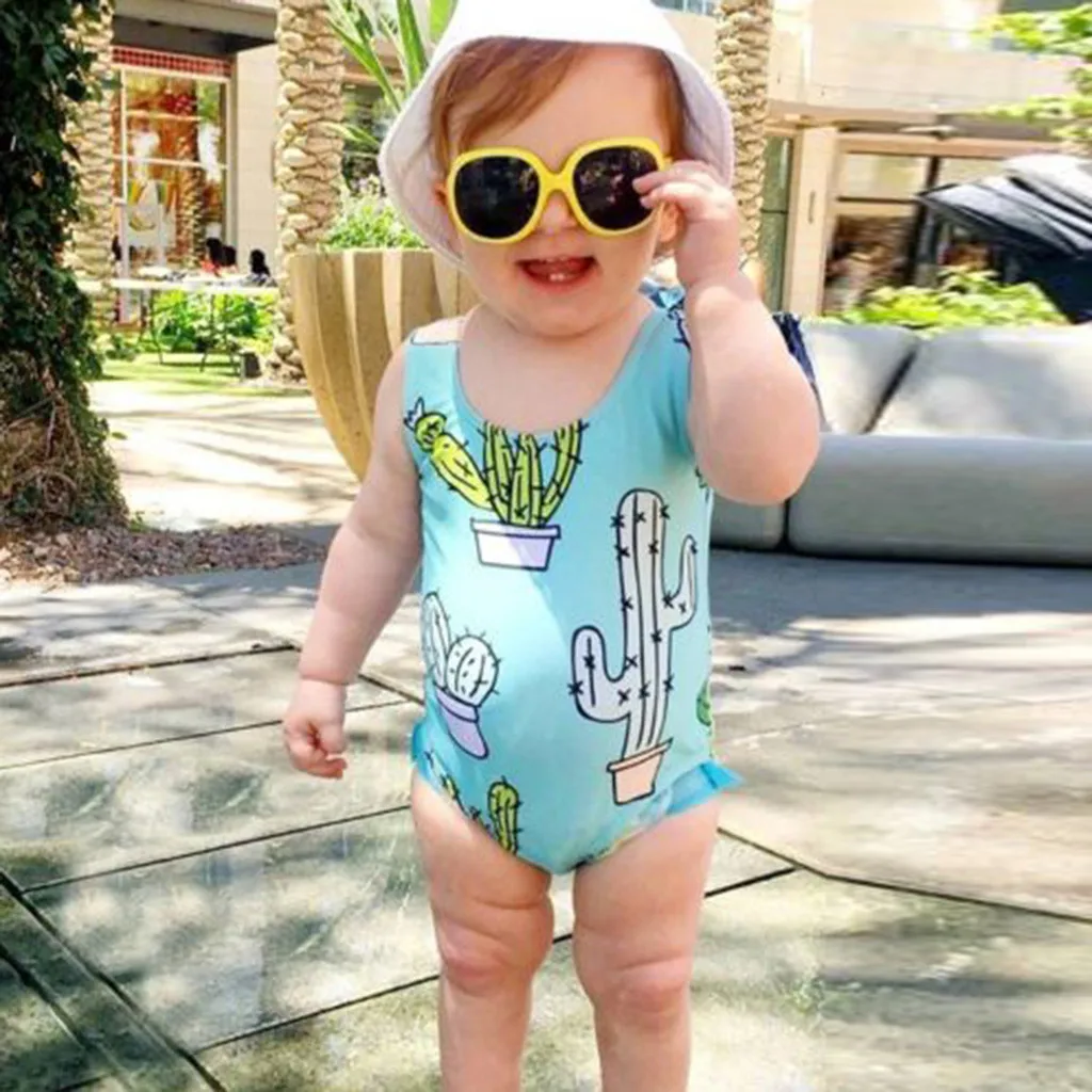Дети новорожденных малышей Купальник для девочки мать и дочка Семейные комплекты Купальник одна деталь кактус Монокини ванный Комплект 24