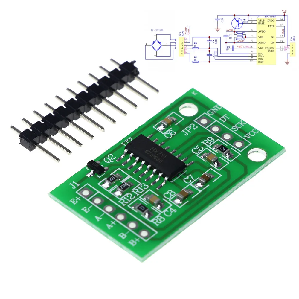 HX711 взвешивания Давление Сенсор 24-бит точность A/D Модуль+ 34 мм X 34 мм 50 кг нагрузки сопротивление нагрузки моста