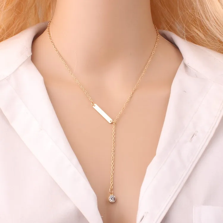 

XINSHIQIN Fashion Shining Prong Setting Cubic Zirconia Crystal Necklace Chain Choker Gold Color Woman Jewelry