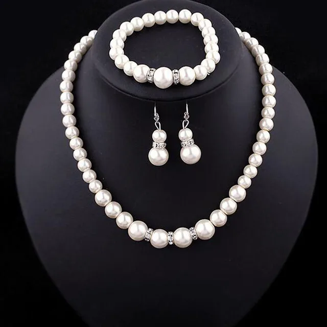 Jewelry Sets Simulated-Pearl Necklace Bracelet Earrings Women Jewelry Sets Inlay Jewelry Sets Simulated-Pearl Necklace Bracelet Earrings Women Jewelry Sets Inlay