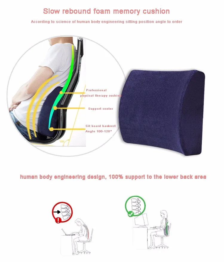 Новые высокой устойчивости пены памяти поясничной Поддержка Подушка помощи Подушка для Office для дома авто Путешествия сиденье стул