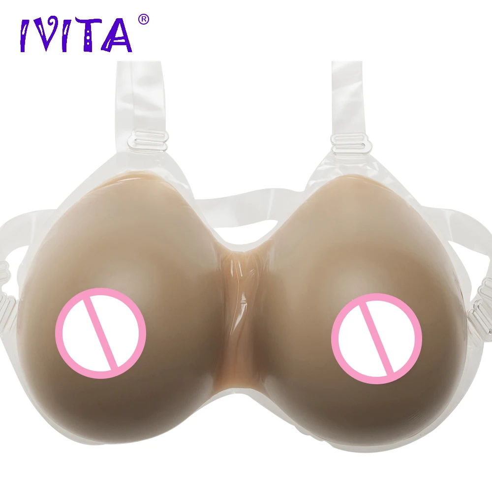 

IVITA 2800g Silicone Breast Forms With Shoulder Straps For Crossdresser Drag Queen Transvestite Fake Boobs Enhancer Sexy Gift