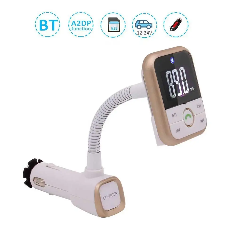 Wireless Bluetooth Car FM Transmitter Radio Adapter Kit with USB 2.1A Car Charger AUX Input LCD Display Car BT FM Transmitter