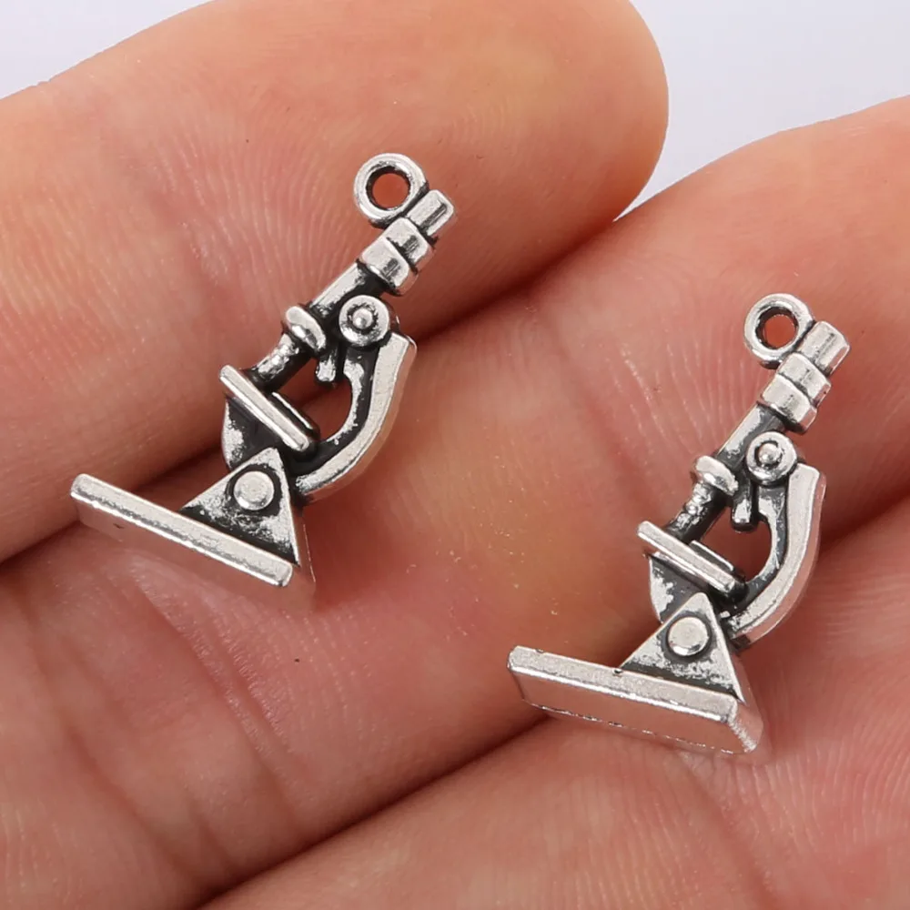 21x11mm Microscope Charms Pendant Antique Plated Silver Jewelry