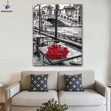 DIY картина по номерам подарок ко Дню Святого Валентина с кучей с узором из красных роз фигурные рисунки по номерам с комплекты 40x50 защелка