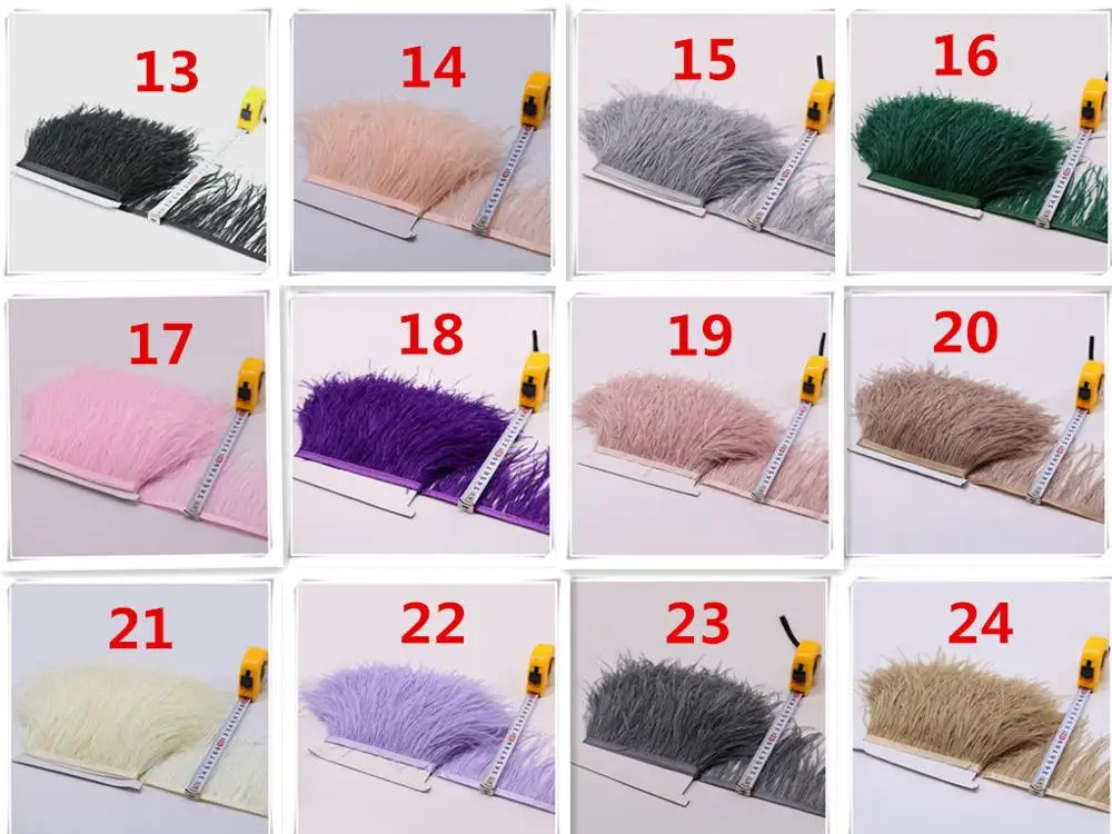 

Wholesale 10-meter high quality natural ostrich ribbon 4-6 inch / 10-15 cm wide, feather ribbon colorful feathers