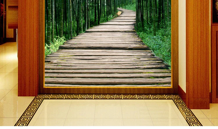Пользовательских фото настенные Бумага зелёный бамбуковый лес небольшой дорожный 3D настенная живопись Гостиная вход коридор украшения настенной Бумага