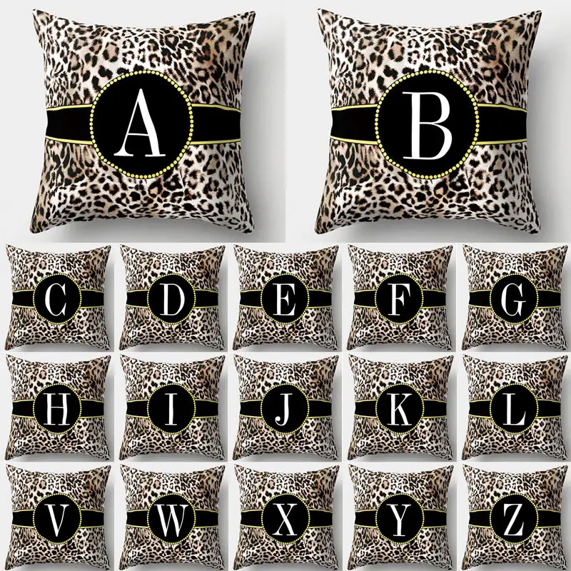 

Leopard Pattern Letter Decorative Cushion Cover Pillow Pillowcase Polyester 45*45 Throw Pillows Home Decor Pillowcover 40840