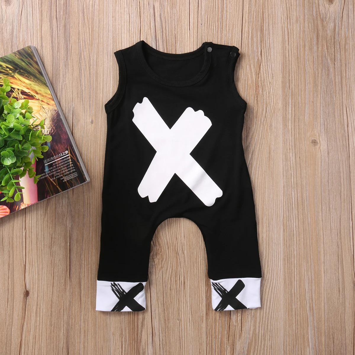 Black Newborn Baby Boys Cotton Cotton Pants Romper Sleeveless Jumpsuit