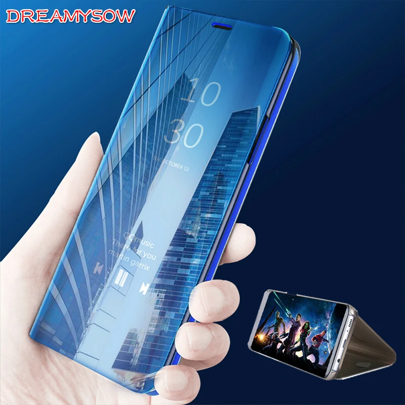 

Mirror Flip Stand Case For iPhone XR XS MAX 6 6s 7 8 Plus X 10 Clear View Window Smart Cases Leather Plating Cover