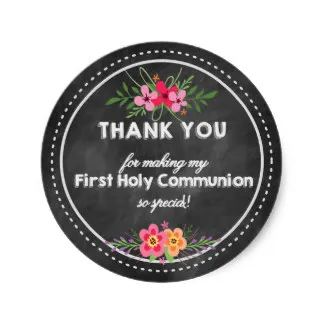 

3.8cm Chalkboard Thank you tag- First Holy communion Classic Round Sticker