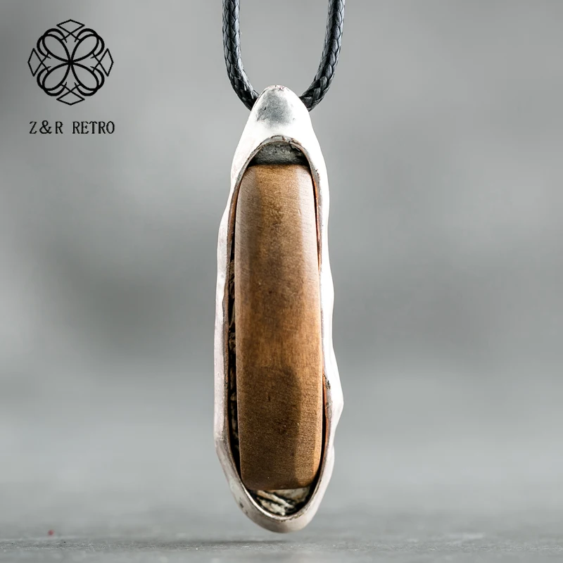 

Vintage Necklace For Women Adjustable Pendant Wood Handmade Necklace Sweater Rope Chain Wooden Jewelry 2018 Neck Decoration