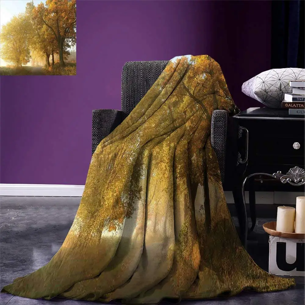 Fall Throw Blanket Rural Landscape on a Misty Foggy Scenic Morning in