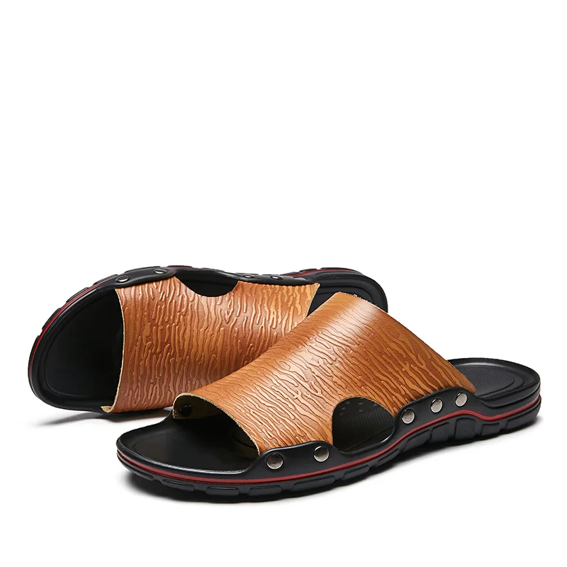 2019 New Men Slippers Super Cool Fashion Men's Slides Summer Beach Leather Slippers Man Casual Sandals Flat Flip Flops Big Size 2019 New Men Slippers Super Cool Fashion Men's Slides Summer Beach Leather Slippers Man Casual Sandals Flat Flip Flops Big Size
