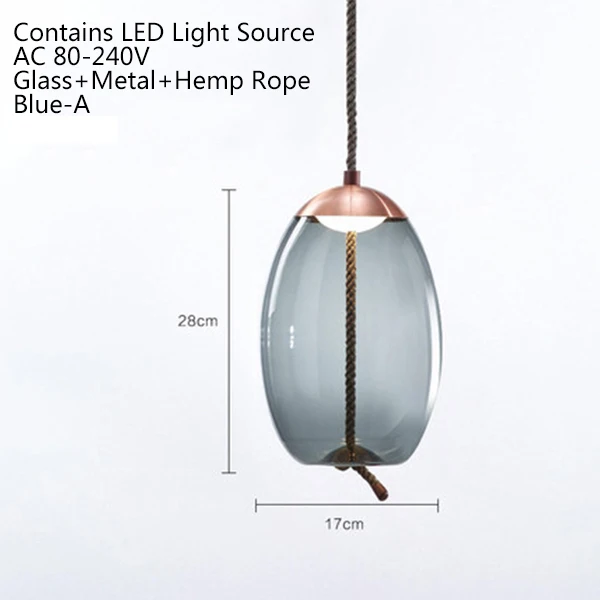 Домашний деко современный промышленный светильник синий стеклянный подвесной светодио дный LED art deco Nordic белый hanglamp для отеля Кухня Спальня Салон - Body Color: Blue-A