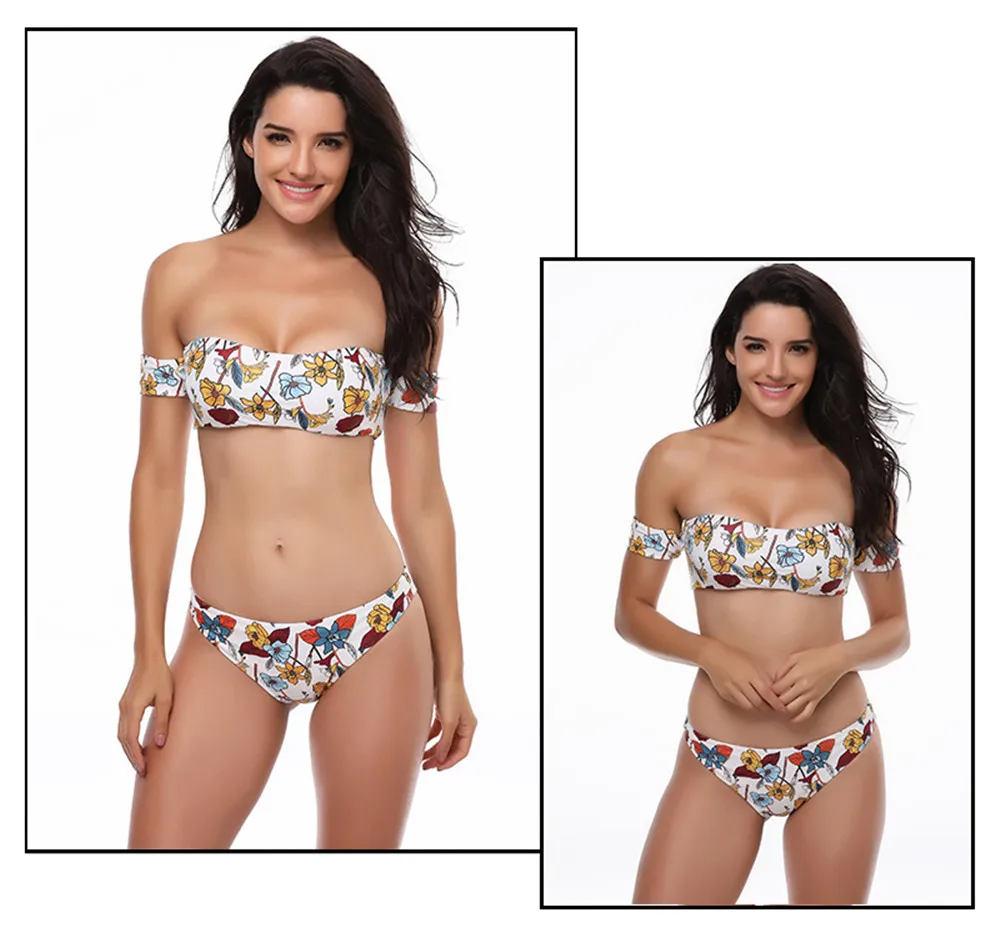 Sexy Padded Bikini Set Floral Swimwear Women Beach Bathing Suit Push Up Bandage Bikini Maillot De Bain Femme 2018 Swimsuits (2)