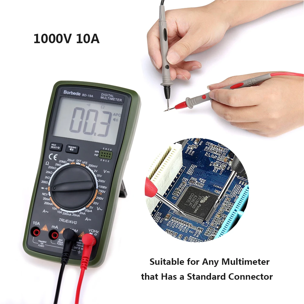 Щупы мультиметра штекер банана 1000 V 10A Цифровые датчики для мультиметра Электрический измерительный мультиметр ручка