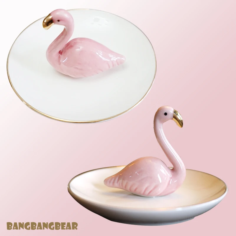 Stereoscopic Flamingo Decorative Dish Plate Jewelry Dish (2)