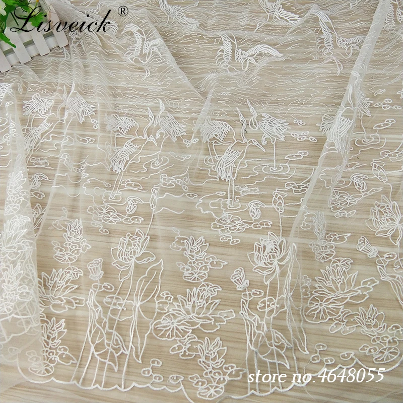 1 ярд стиль изысканный рисунок птицы вышивка кружевная ткань тюль сетка прозрачное кружево DIY шитье свадебное платье сетчатая занавеска