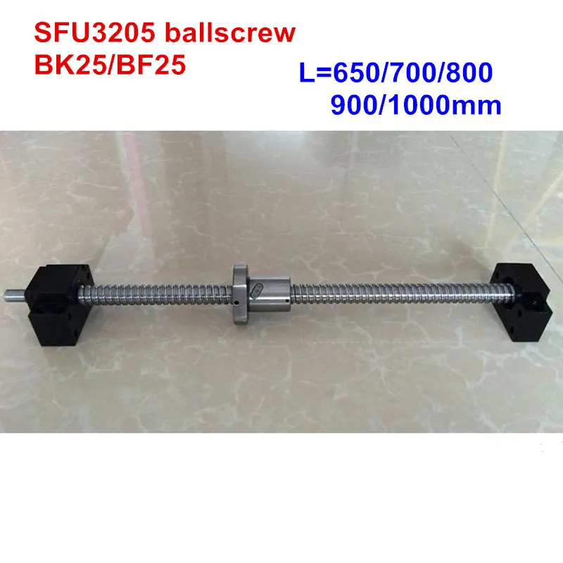 SFU3205 - 650 700 800 900 1000 мм шариковый винт с концевой обработкой + BK25/BF25 поддержка CNC
