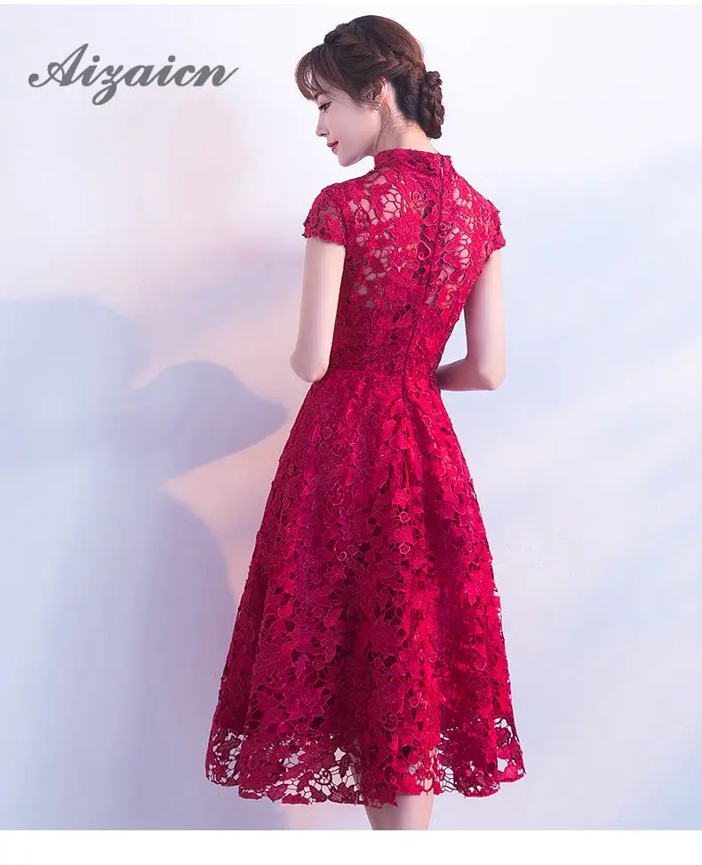 Сексуальное красное платье Cheongsam для невесты, модное длинное свадебное платье Qipao, китайское кружевное традиционное вечернее платье Qi Pao, классическое женское платье