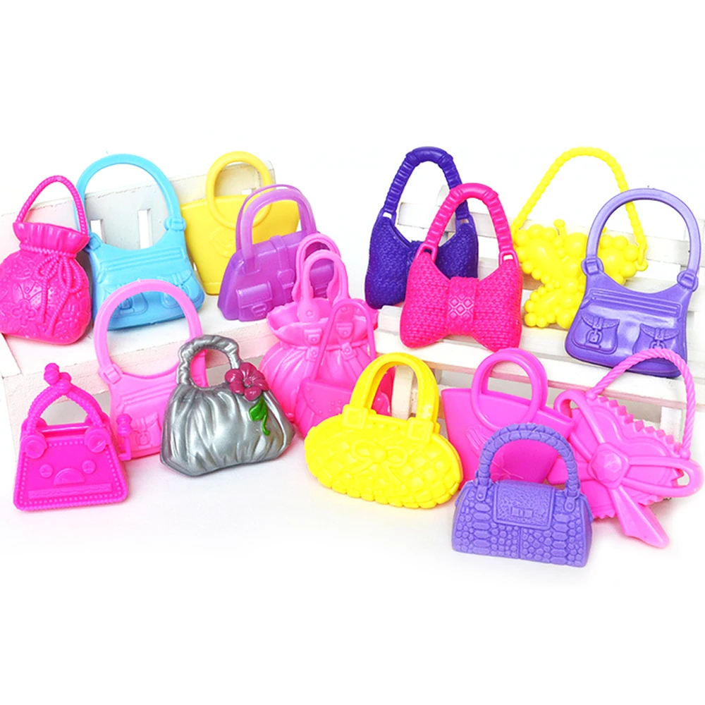 

10Pcs Mix Styles Colorized Girl Dolls Toys Fashion Bags Handbags Doll Accessories for Barbie Toys Children Birthday Girls Gifts