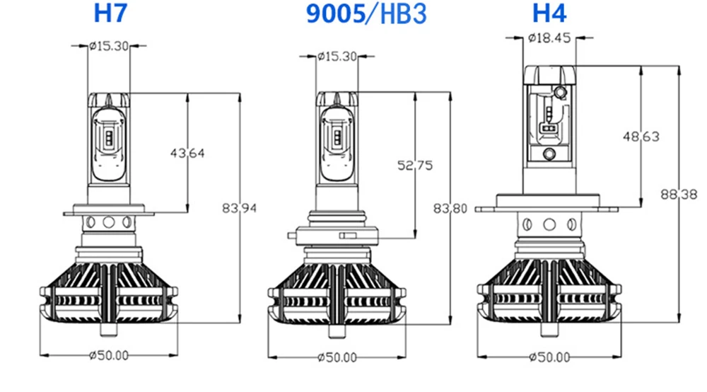 2X H7 H4 светодиодный лампы 12000lm фар автомобиля светодиодный автомобиль лампа безвентиляторный H8 H9 9005 HB3 9006 HB4 50W 6500K 24V зэс светодиодный H11 автомобиля 12V светодиодные лампы