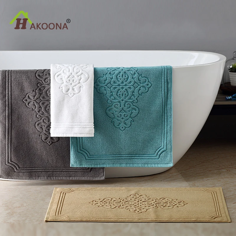 

HAKOONA Lxuray Hotel Bathroom Foot Towel Door Bathmat Machine Washable 50x80cmx400grams 3 pieces Hand Towels 30x50cm