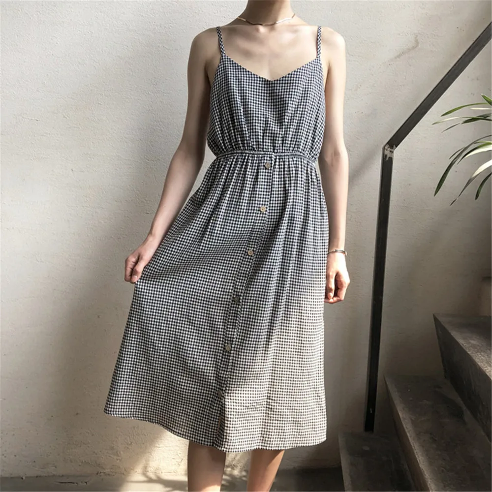 Sexy Backless Beach Dress 2018 Summer 2 types Short&long Plaid Vacation Dress Casual Vestidos Strapless Women Bow Dresses (1)
