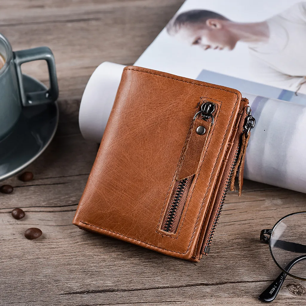 

Coin Purse Wallet Men Business Multi-function Card Holder Wallet First Layer Cowhide Leather men's purse Bifold Men Wallet