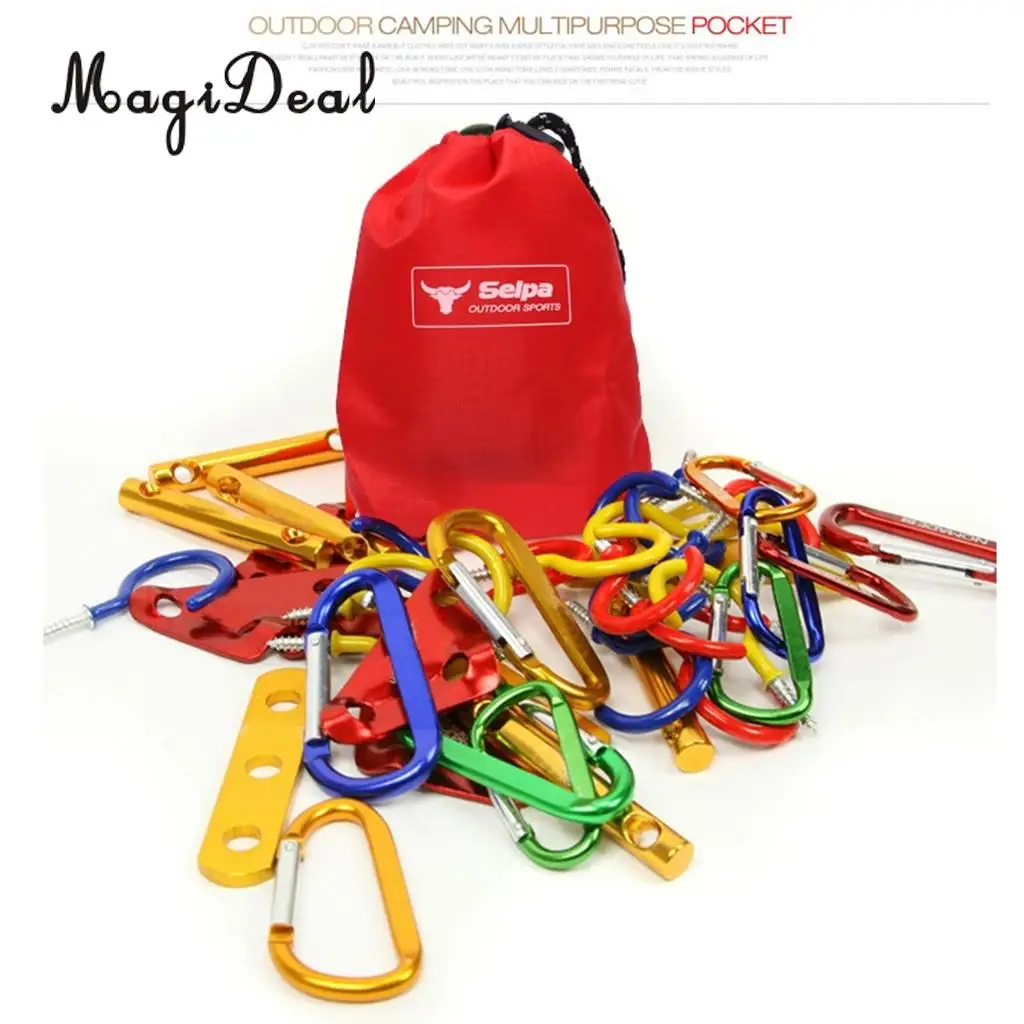 

MagiDeal Drawstring Climb Carabiner Storage Bag RuckSack Camping Peg Carry Pack Small