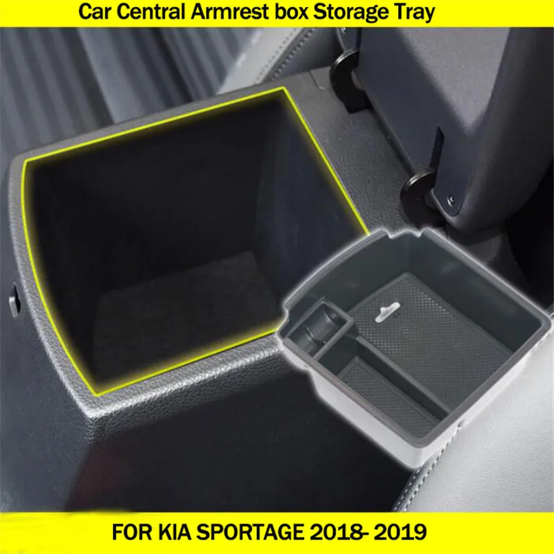 

Central Storage Box For Kia Sportage AT DRIVE 2016 2017 2018 Center Console Organizer Armrest Arm Rest Bin Glove Tray Cup Holder