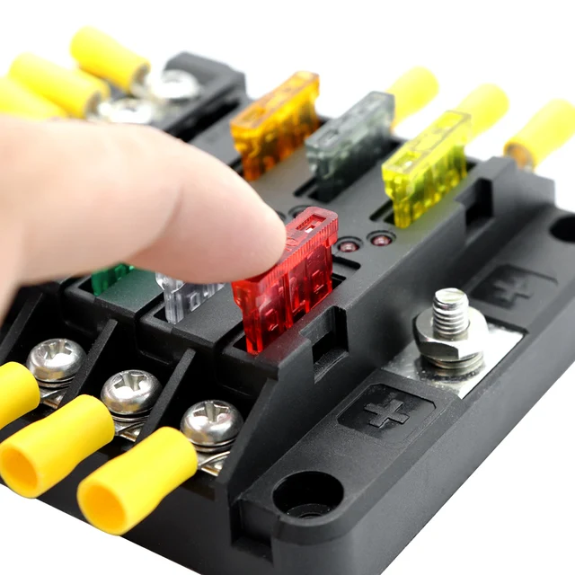 Buy 6 Way Blade Fuse Box Holder with Red LED Indicator