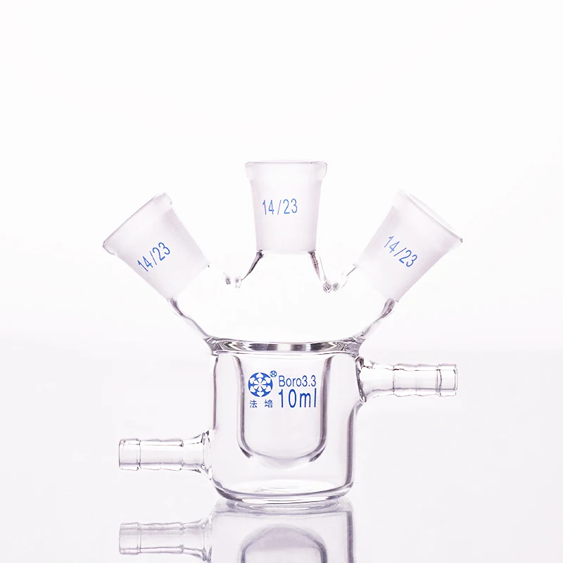 PROD 32919055905 Double-deck cylindrical three-necked bottom
flaskCapacity 10mlJoint 14/23Mezzanine jacketed reactor bottle