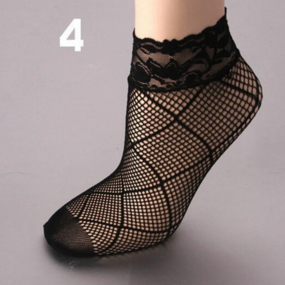 1 пара пикантные черные носки для женщин и девочек женские мягкие кружевные короткие носки до щиколотки ажурные