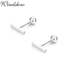 Милые 925 пробы серебряные маленькие серьги-гвоздики GEO с закручивающейся спинкой для женщин и девочек, детские ювелирные изделия для пирсинга Orecchini Aros Aretes