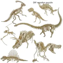 3D Горячие DIY динозавр животные трехмерная модель собранные деревянные игрушки головоломка игрушка для ребенка детские развивающие Пазлы