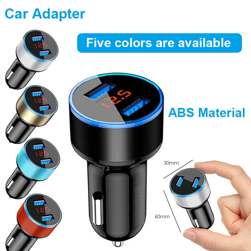 

Dual USB Car Charger 3.1A 5V LED Display Quick Charging Smart Surge Protection Fuse Mode Car Charger for Moblie Phone