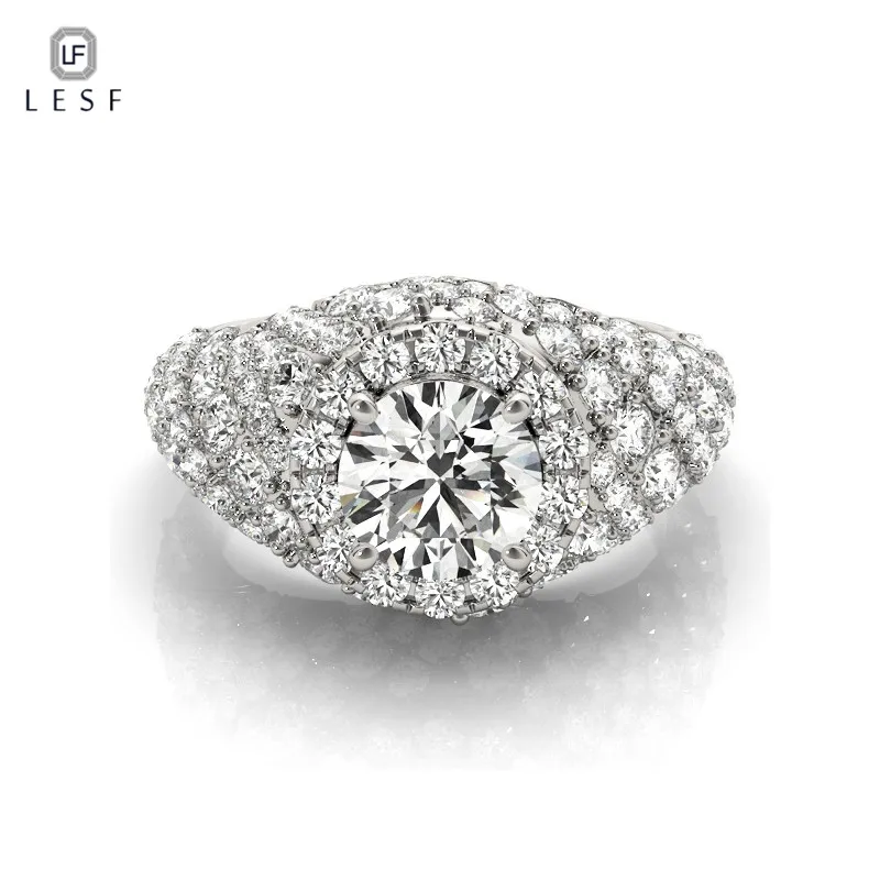 

LESF 925 Sterling Silver With 3A Zircon Luxury Fashion New Jewelry Single Stone Ring Engagement Ring Wedding Anniversary Gift