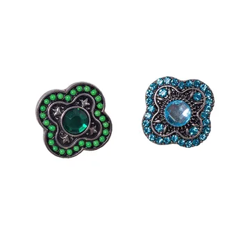

10pcs/lot Mix Colors Metal Rhinestone Flower Snap Buttons Charm fit 18mm Button Ginger Snaps DIY jewelry findings MDB18-231
