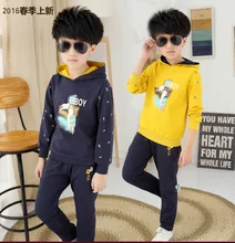 Male child sports set child 2016 spring 100% cotton sweatshirt child spring and autumn kids clothes