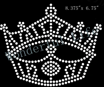 

New product free shipping rhinestone hotfix motif transfer with white clear crystal stones for clothing in crowm image