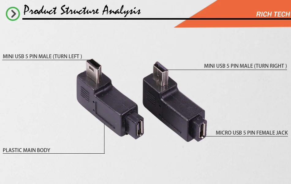 Мини-usb мужчина к Micro USB гнездовой разъем 90 градусов микро удлинитель адаптер 3 шт