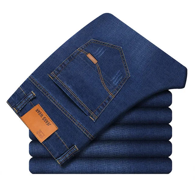 Comprare 2019 di Marca del Mens di Inverno Blu Dei Jeans Del Panno Morbido Foderato di Stirata Del Denim Dei Jeans Caldi Per Gli Uomini Del Progettista Slim Fit bikrer gioventù Jeans 28 38 dimensione
