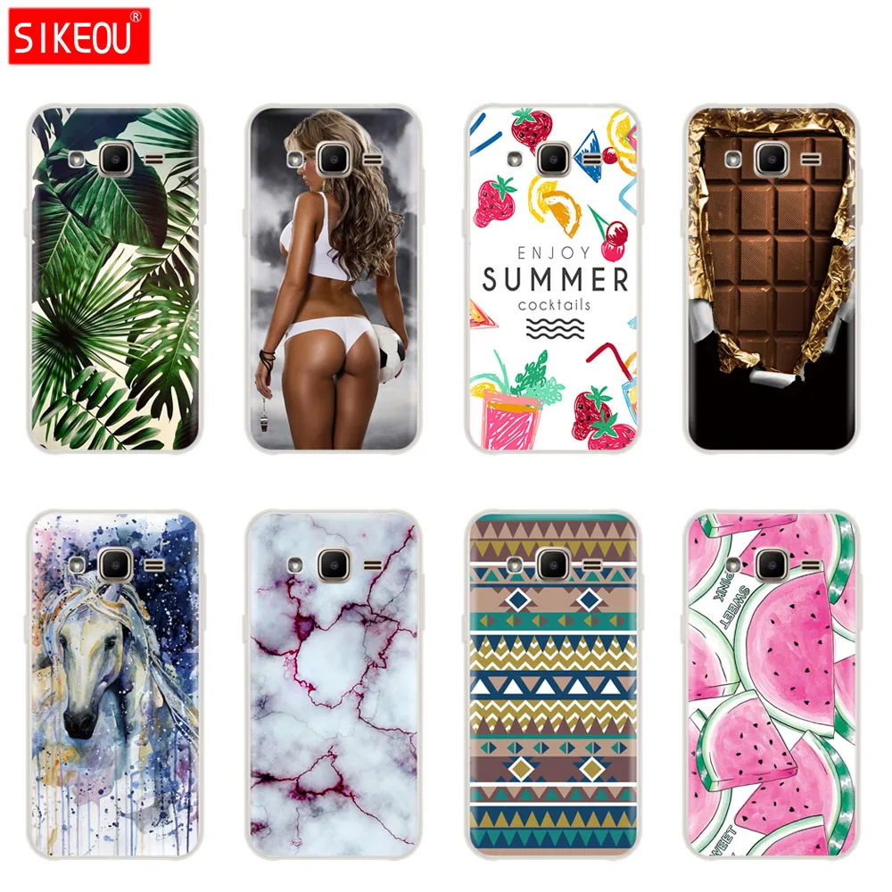 SIKEOU Soft TPU Case For Samsung Galaxy J2 SM-J200F J200H for samsung 2015 4.7inch Cover green leaves cute funny dog |