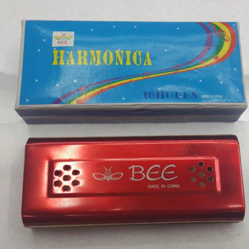 Разноцветные двухсторонние губные гармошки с двумя отверстиями BEE 16 Bores Tremolo