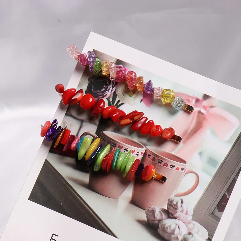 AOMU 1 шт. цветные каменные шпильки ручной работы Плетеные нестандартные полимерные бусины заколки для волос аксессуары для волос для женщин и девочек