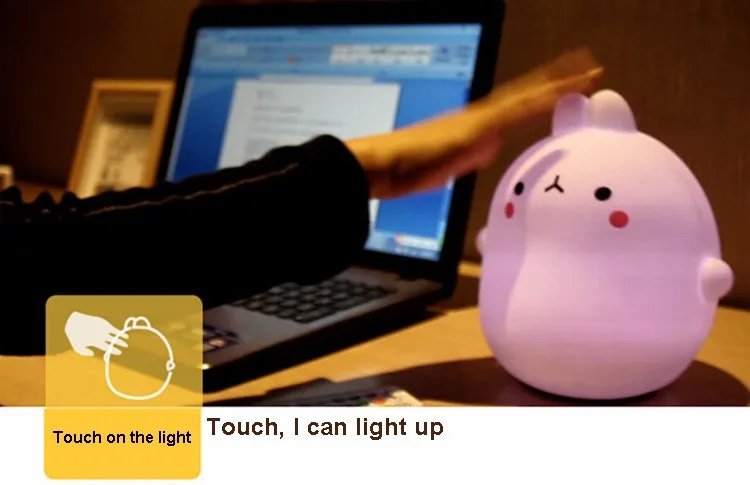 Креативный маленький кролик led мультфильм красочные животные ночник дистанционное управление детская прикроватная лампа кровать лампа зарядка