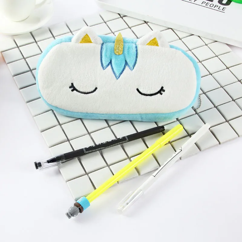 SLPF Adorable Girl Gift Plush Purse Unicorn Large Capacity Student Plush Pencil Purse Kawaii key Chain 2