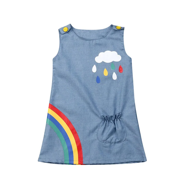 

Focusnorm Infant Toddler Baby Girl 0-3Y Dress Top Dress Princess Party Pageant Rainbow Sleeveless Dresses